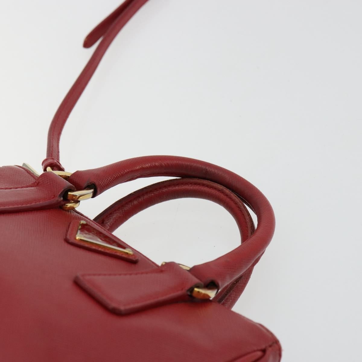 Prada PRADA Hand Bag Safiano leather 2way Red Gold Authentic 179933