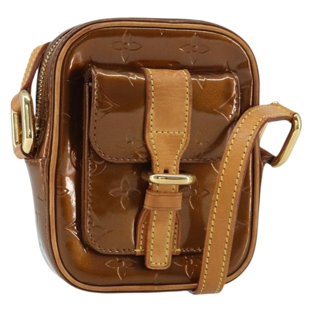 Louis Vuitton LOUIS VUITTON Monogram Vernis Christie PM Bag Bronze M91111 Authentic ep12411