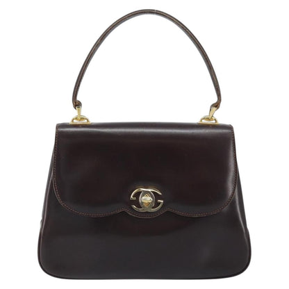 Gucci GUCCI Hand Bag Leather Brown Gold Authentic BAZ167