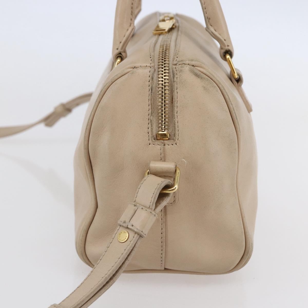Saint Laurent SAINT LAURENT Mini Boston Bag Leather 2way Beige Gold Authentic bs30083