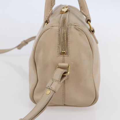 Saint Laurent SAINT LAURENT Mini Boston Bag Leather 2way Beige Gold Authentic bs30083
