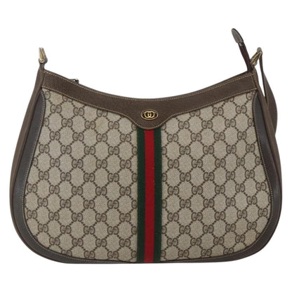 Gucci GUCCI GG Supreme Web Sherry Line Bag PVC Beige Gold 72 001 4467 Authentic 165194
