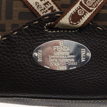 Fendi FENDI Zucca Canvas Celeria Tote Bag Black Brown Silver Authentic am9502