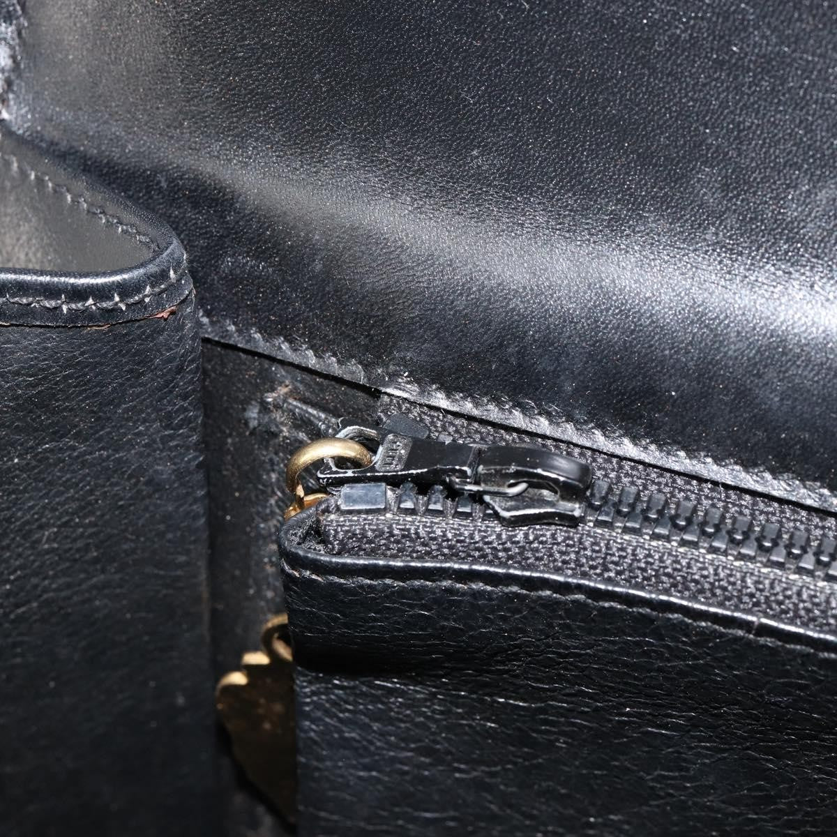 Gucci GUCCI Web Sherry Line Shoulder Bag Leather Black Gold Authentic SW1764