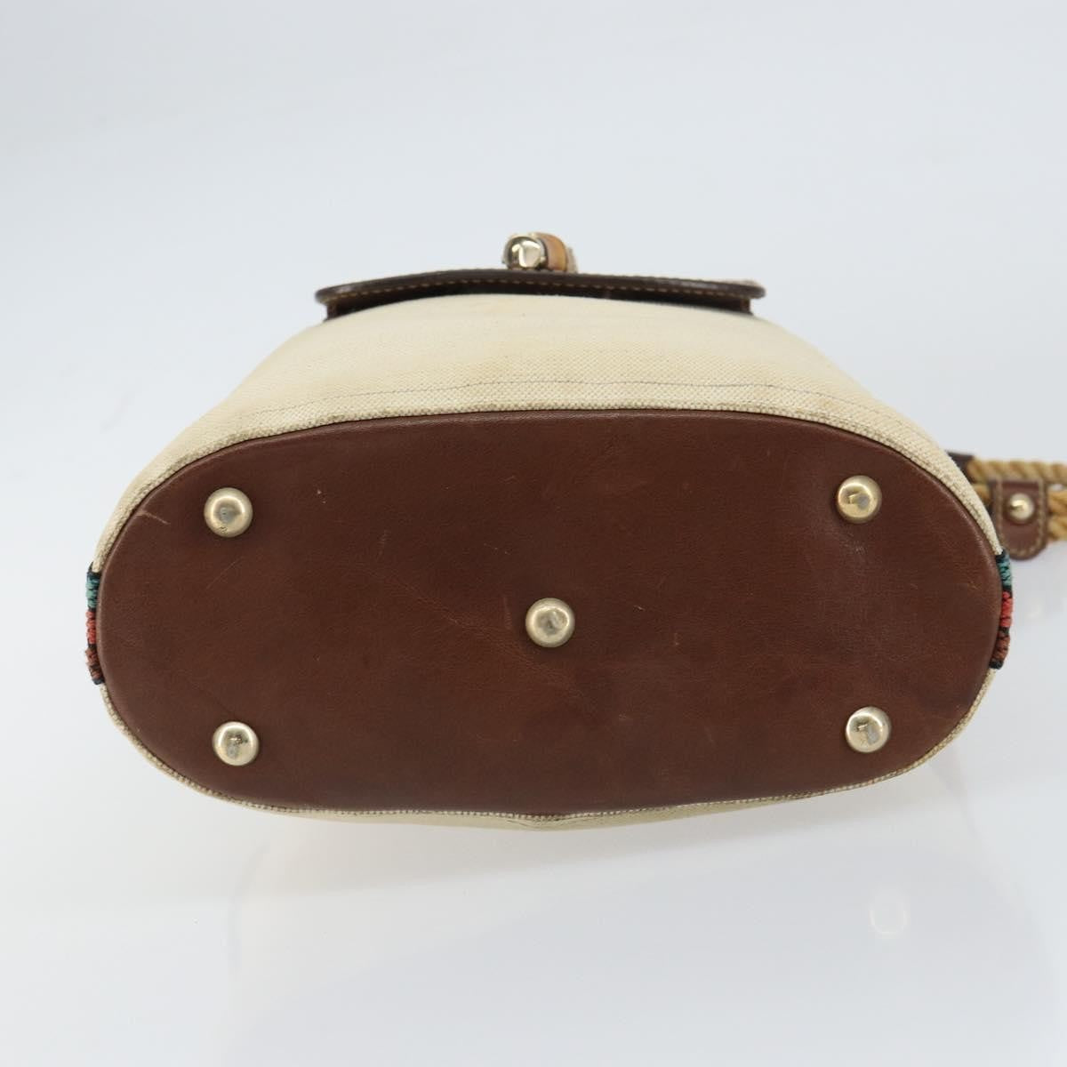 Gucci GUCCI Bamboo Shoulder Bag Canvas Beige Gold 141936 Authentic 156435