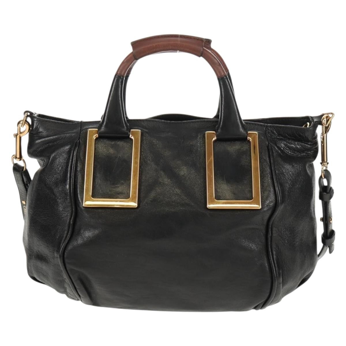 Chloé Chloé Chloe Etel Hand Bag Leather 2way Black Authentic BA6838