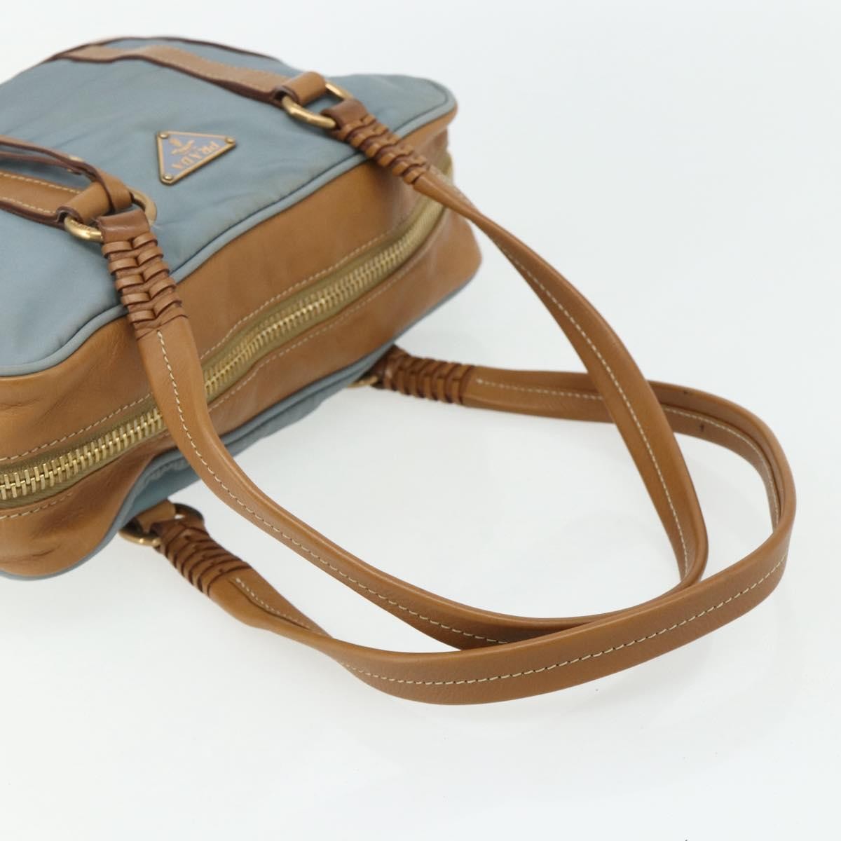Prada PRADA Shoulder Bag Nylon Light Blue Gold Authentic 179021