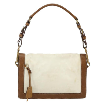 Prada PRADA Shoulder Bag Nylon Ivory Gold Authentic BA12301