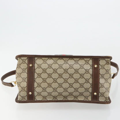Gucci GUCCI GG Supreme Web Sherry Line Hand Bag PVC 2way Beige Gold Authentic ti3926