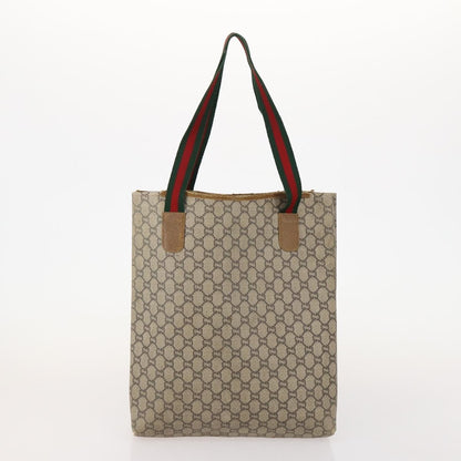 Gucci GUCCI GG Plus Supreme Web Sherry Line Tote Bag PVC 3 Set Beige Red Authentic BSZ437