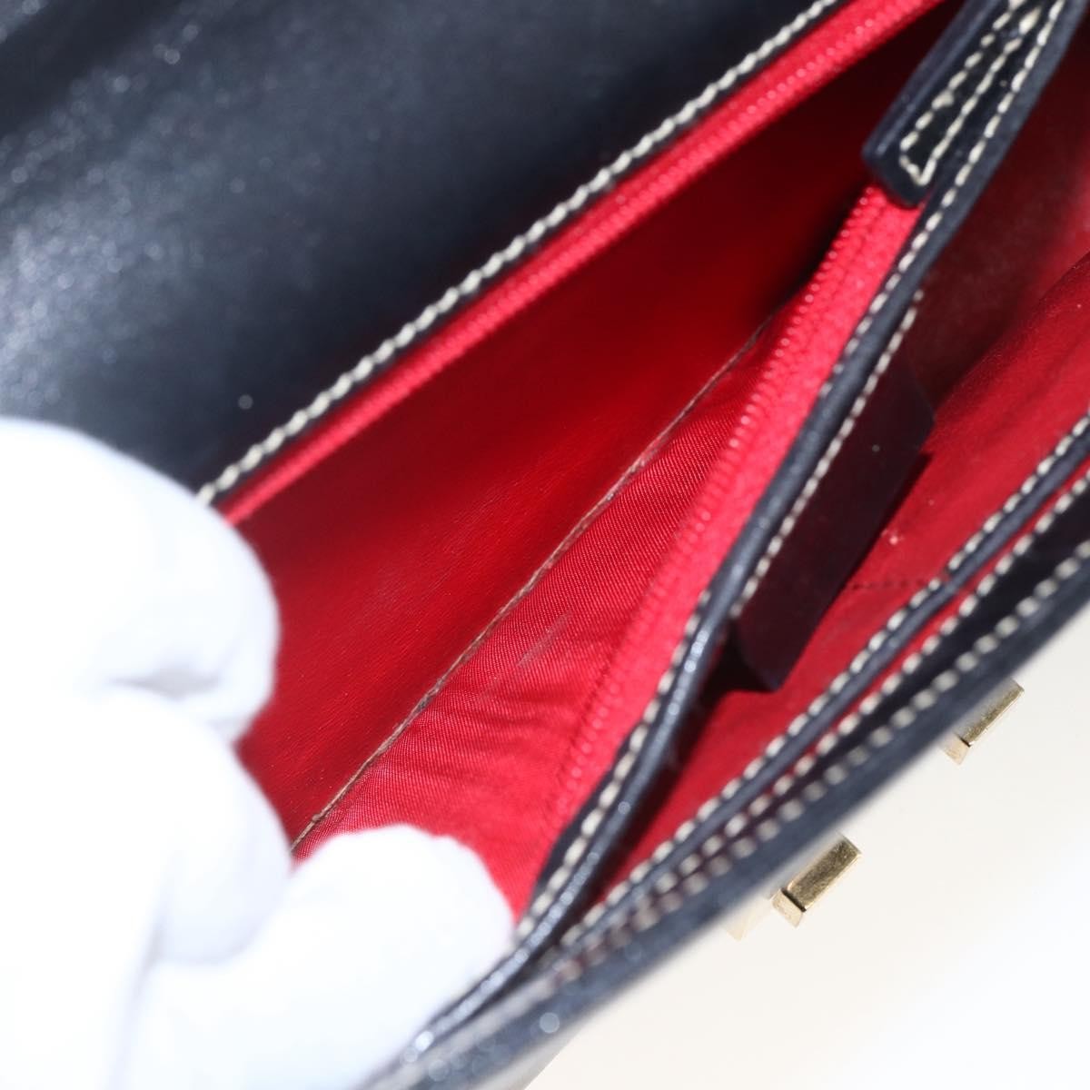 Gucci GUCCI Shoulder Bag Leather Black Gold 001 4214 Authentic 148566