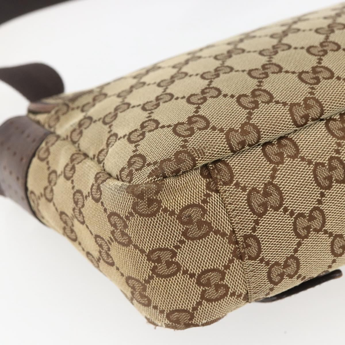 Gucci GUCCI GG Canvas Web Sherry Line Shoulder Bag Red Silver beige 145858 Authentic 166768