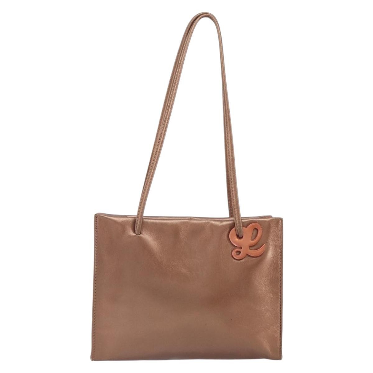 Loewe LOEWE Shoulder Bag Leather Brown Gold Authentic 162859