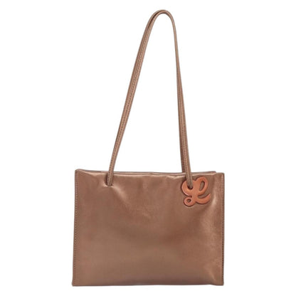 Loewe LOEWE Shoulder Bag Leather Brown Gold Authentic 162859