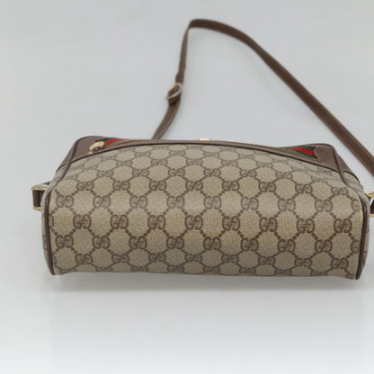 Gucci GUCCI GG Supreme Web Sherry Line Bag PVC Beige Gold Red 56 02 088 Authentic BA2392