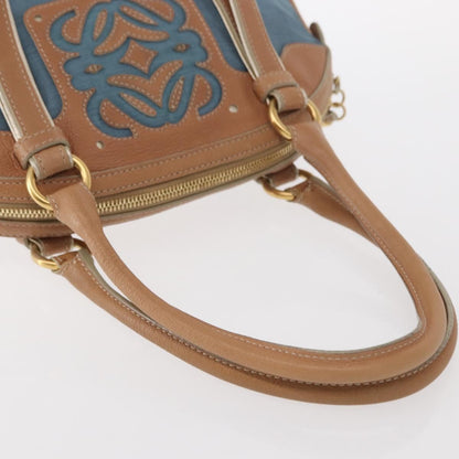 Loewe LOEWE Anagram Hand Bag Nylon Blue Gold Authentic bs31204
