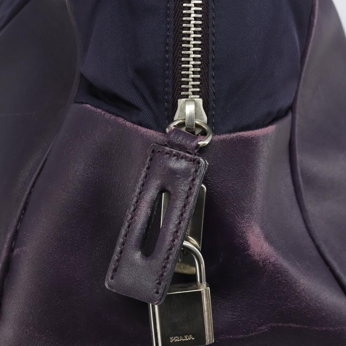 Prada PRADA Boston Bag Nylon Purple Silver Authentic ep13475