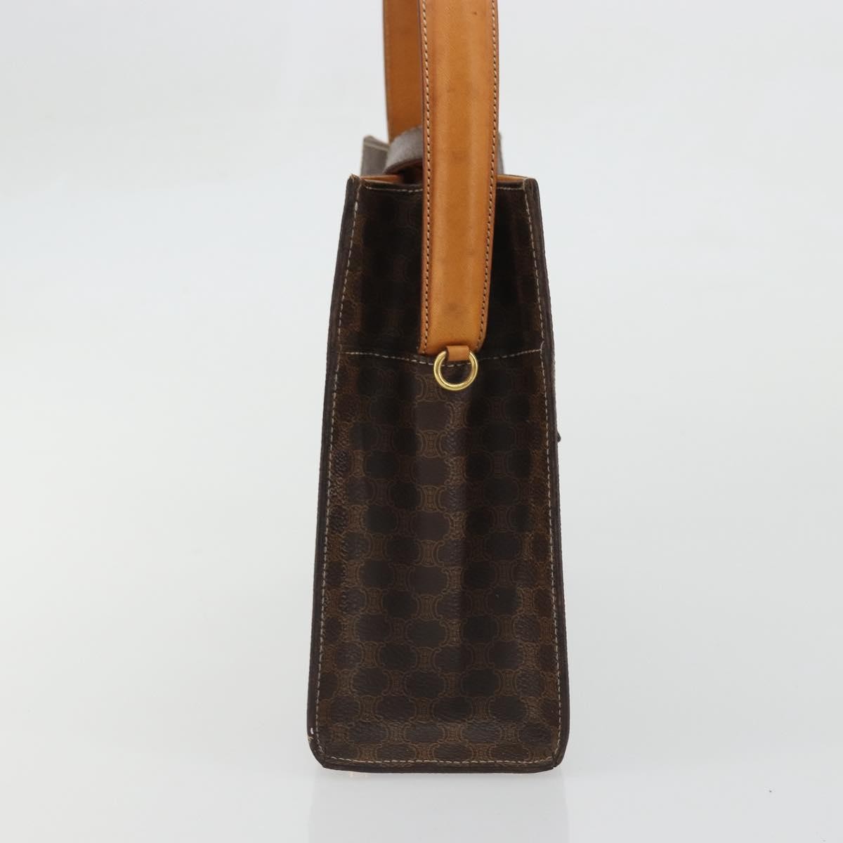 Celine CELINE Macadam Canvas Hand Bag PVC Leather Brown Gold Authentic YKZ1290