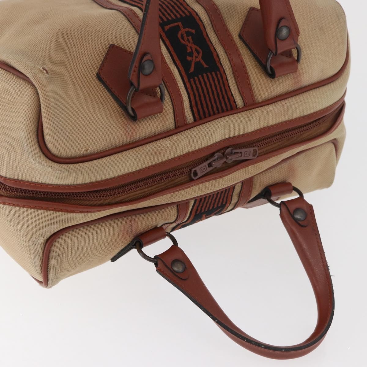Saint Laurent SAINT LAURENT Boston Bag Canvas Brown Authentic BA12896