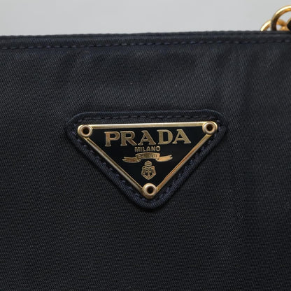 Prada PRADA Hand Bag Nylon Navy Gold Authentic 126301