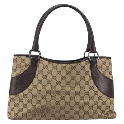 Gucci GUCCI GG Canvas Tote Bag Beige Silver 113015 Authentic kk644