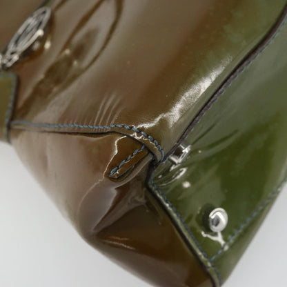 Cartier CARTIER Marcello Hand Bag Patent leather Green Silver Authentic bs34215