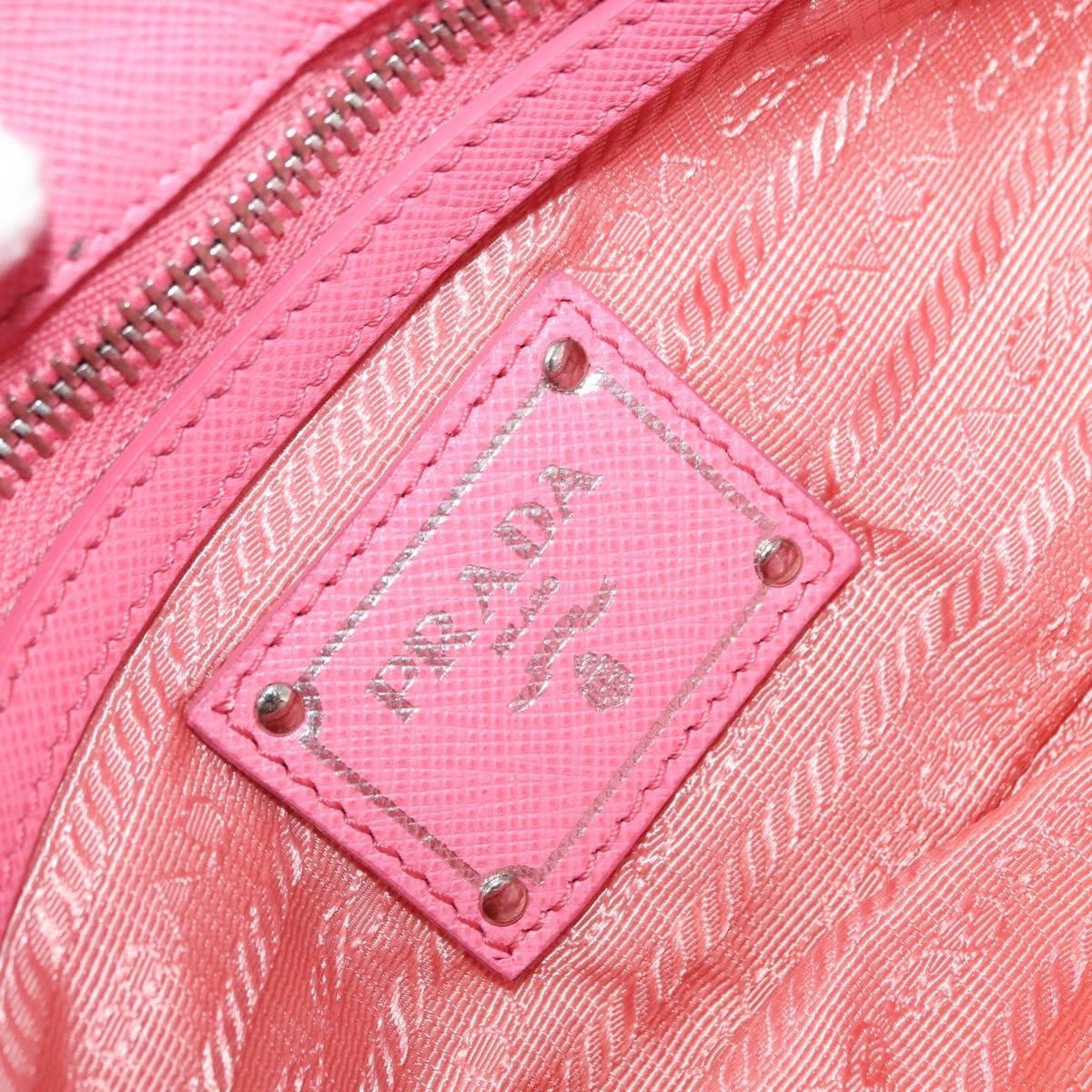 Prada PRADA Gathered Chain Shoulder Bag Nylon Pink Silver Authentic 161419