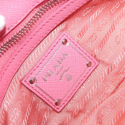 Prada PRADA Gathered Chain Shoulder Bag Nylon Pink Silver Authentic 161419