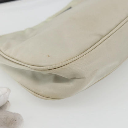 Prada PRADA Shoulder Bag Nylon Beige Silver Authentic 162128