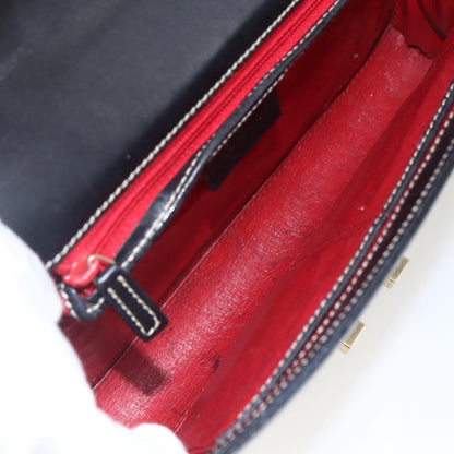 Gucci GUCCI Shoulder Bag Leather Black Gold 001 4214 Authentic 148566