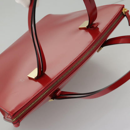 Celine CELINE Hand Bag Patent leather Red Gold Authentic 96786
