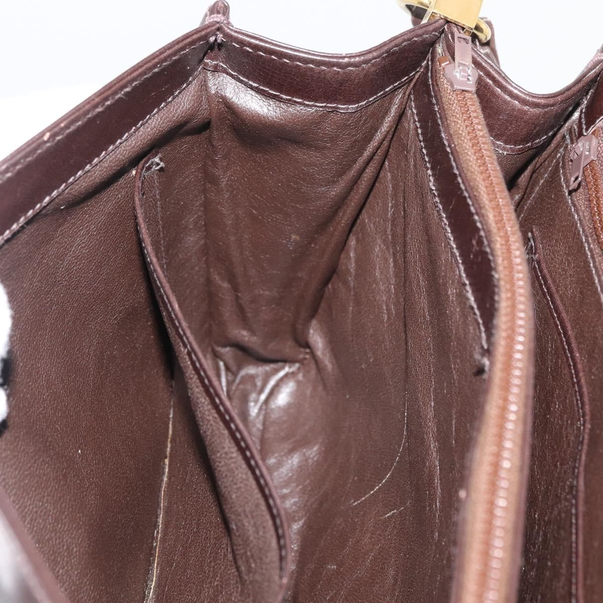 Gucci GUCCI Shoulder Bag Leather Brown Gold Authentic ep14284