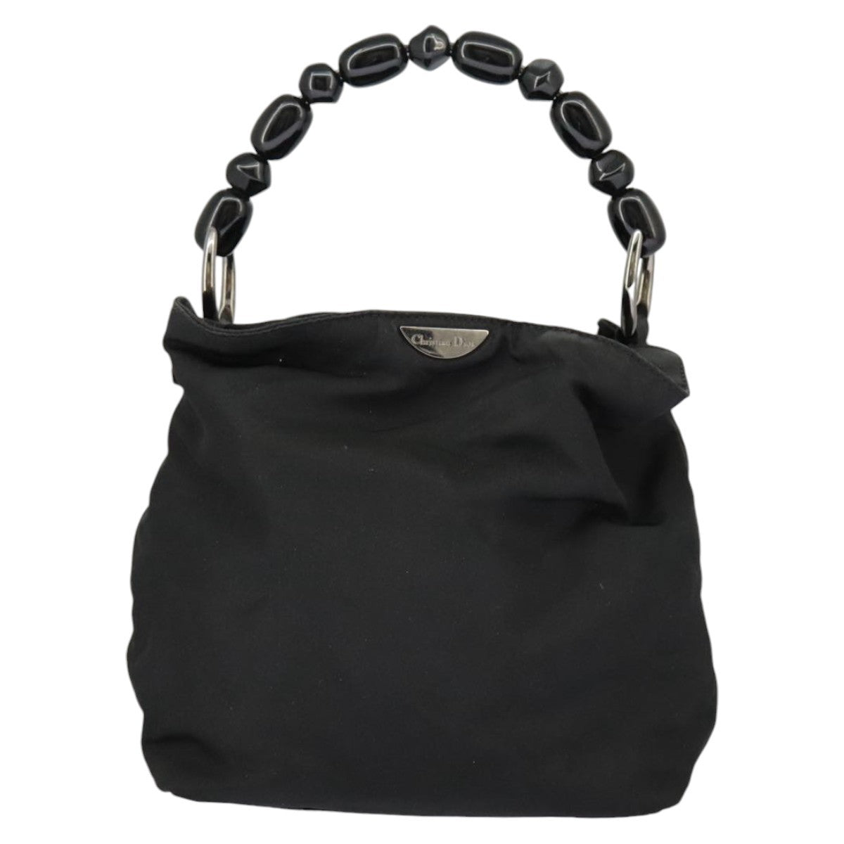 Dior Christian Dior Hand Bag Nylon Black Silver Authentic ar12776