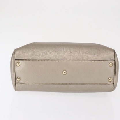 Gucci GUCCI Bamboo Hand Bag Leather Silver Gold 336032 Authentic ep12914
