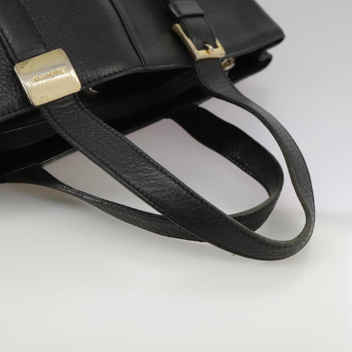 Burberrys Burberrys Hand Bag Leather Black Gold Authentic bs20817