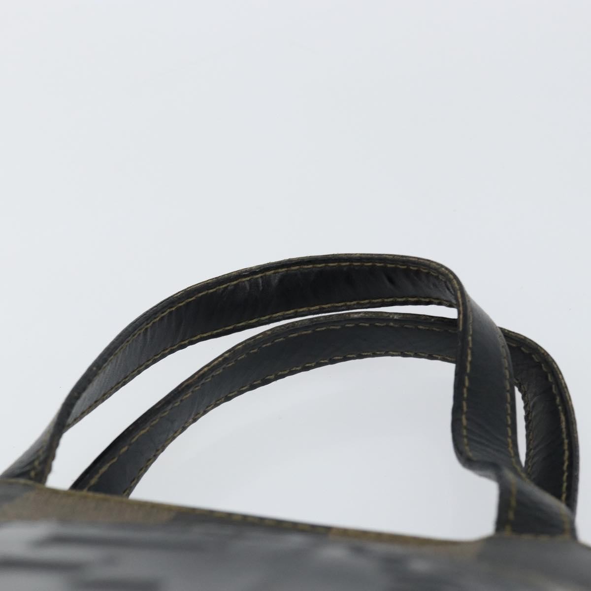 Fendi FENDI Pecan Canvas Hand Bag PVC Black Brown gold Authentic 150002