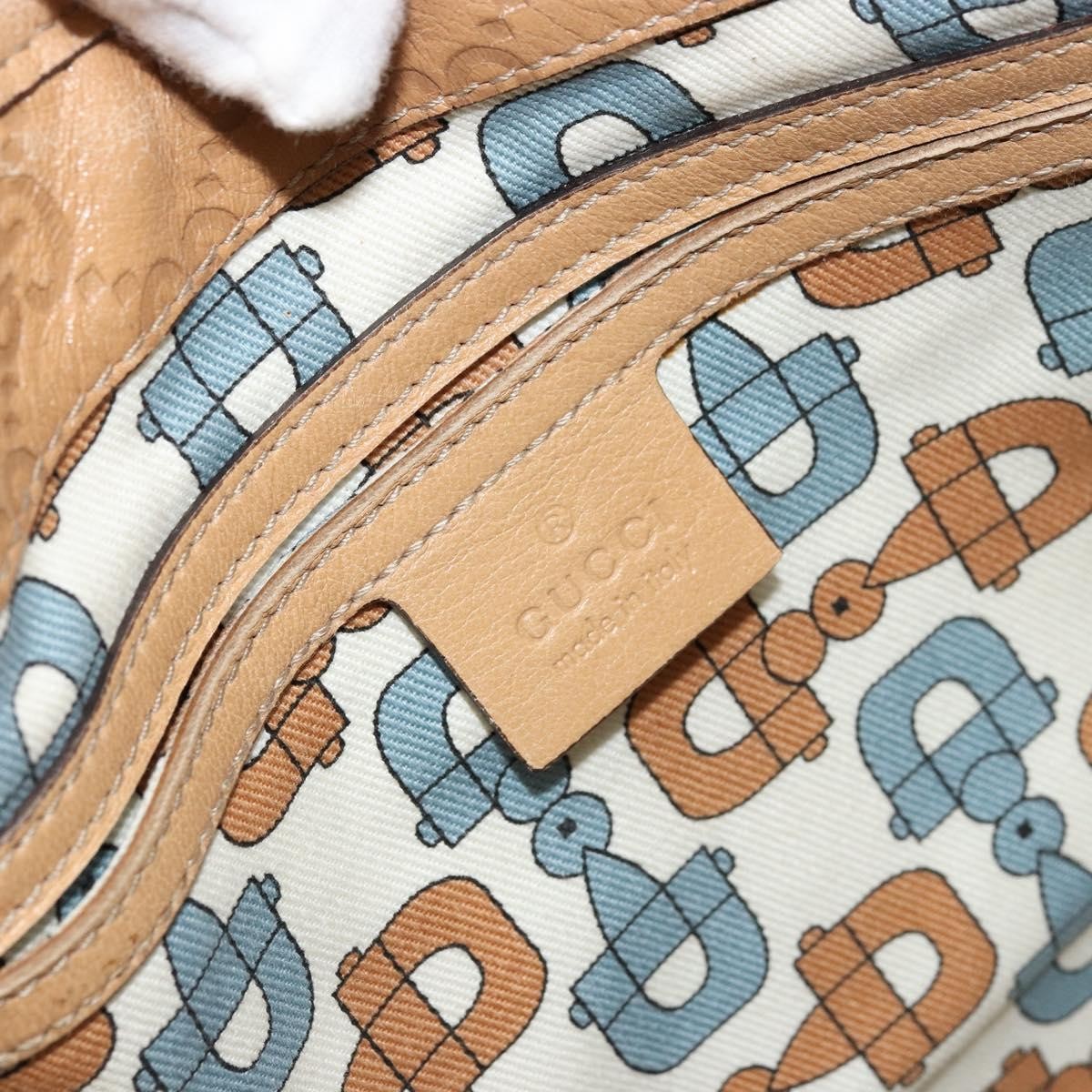Gucci GUCCI GG Canvas Guccissima Jackie Bag Leather Gold Beige 203494 Authentic ep14099