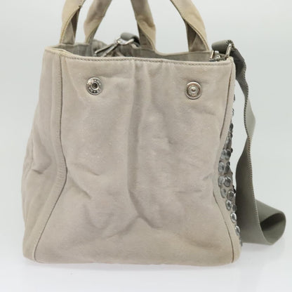 Prada PRADA Bijoux Kanapa MM Tote Bag Canvas 2way Gray Authentic 140797