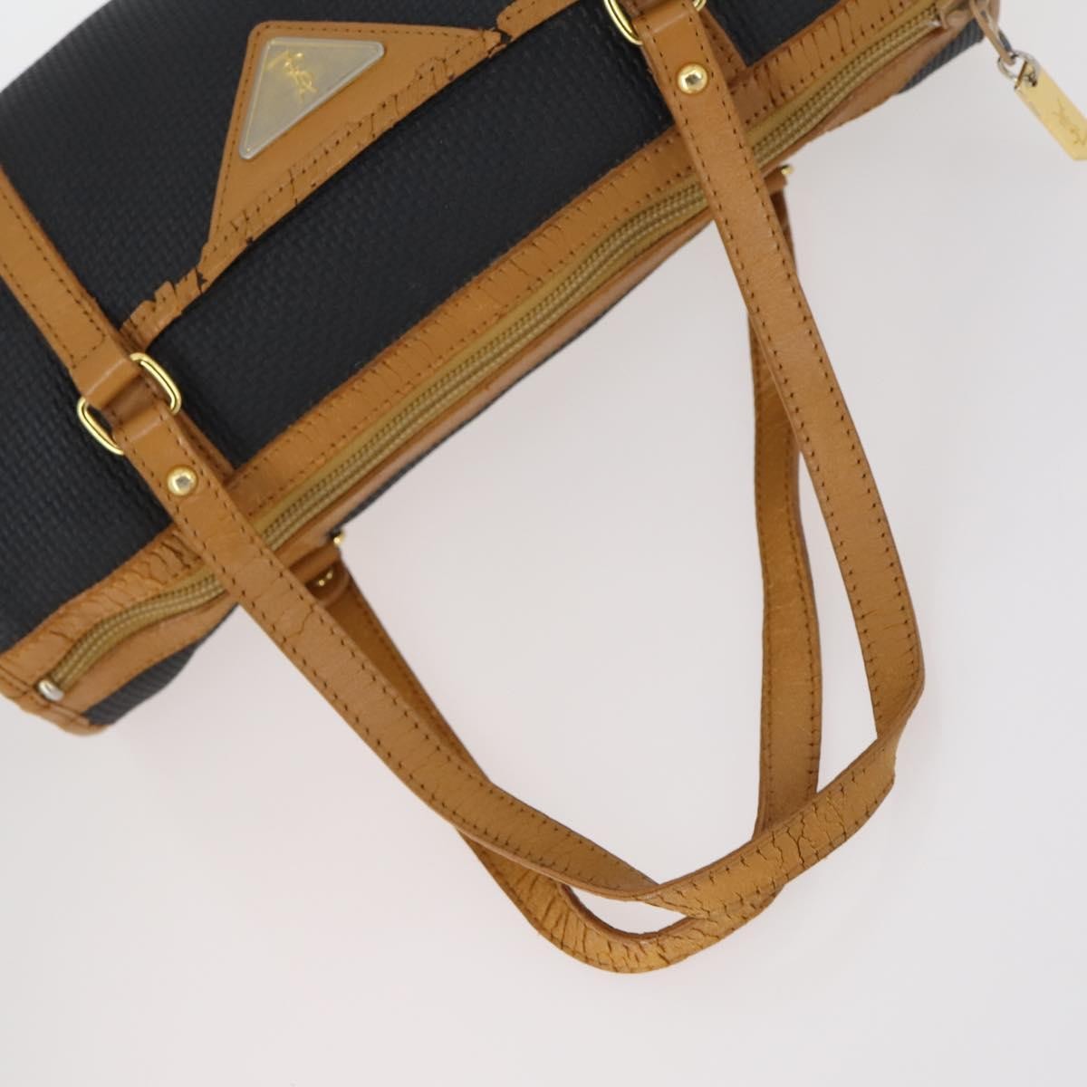 Saint Laurent SAINT LAURENT Hand Bag Leather 2 Set Black Gold beige Authentic am9229