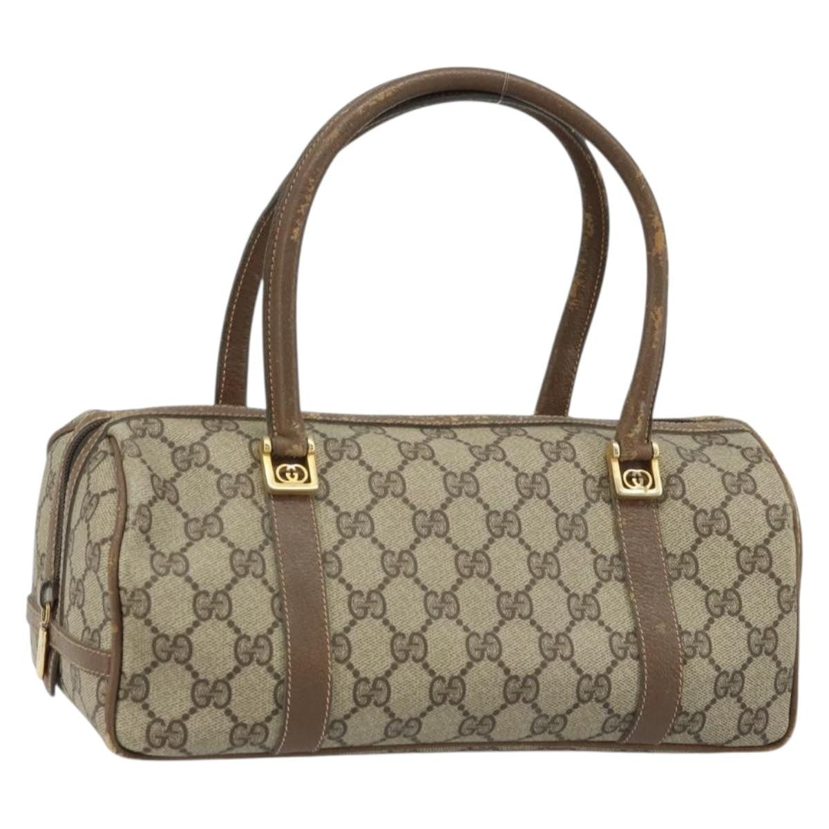 Gucci GUCCI GG Supreme Hand Bag PVC Beige Gold Authentic 173885