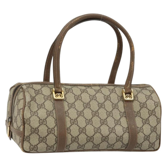 Gucci GUCCI GG Supreme Hand Bag PVC Beige Gold Authentic 173885