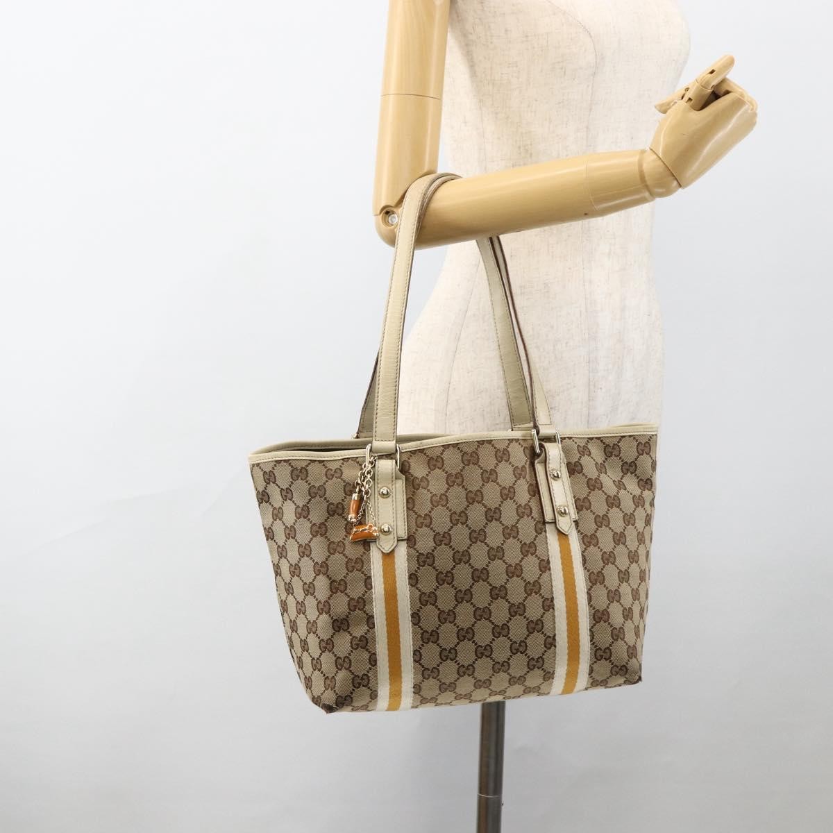 Gucci GUCCI GG Canvas Sherry Line Hand Bag Beige Gold 137396 Authentic ep13635