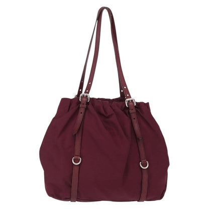 Prada PRADA Tote Bag Nylon Bordeaux Gold Authentic ep12877