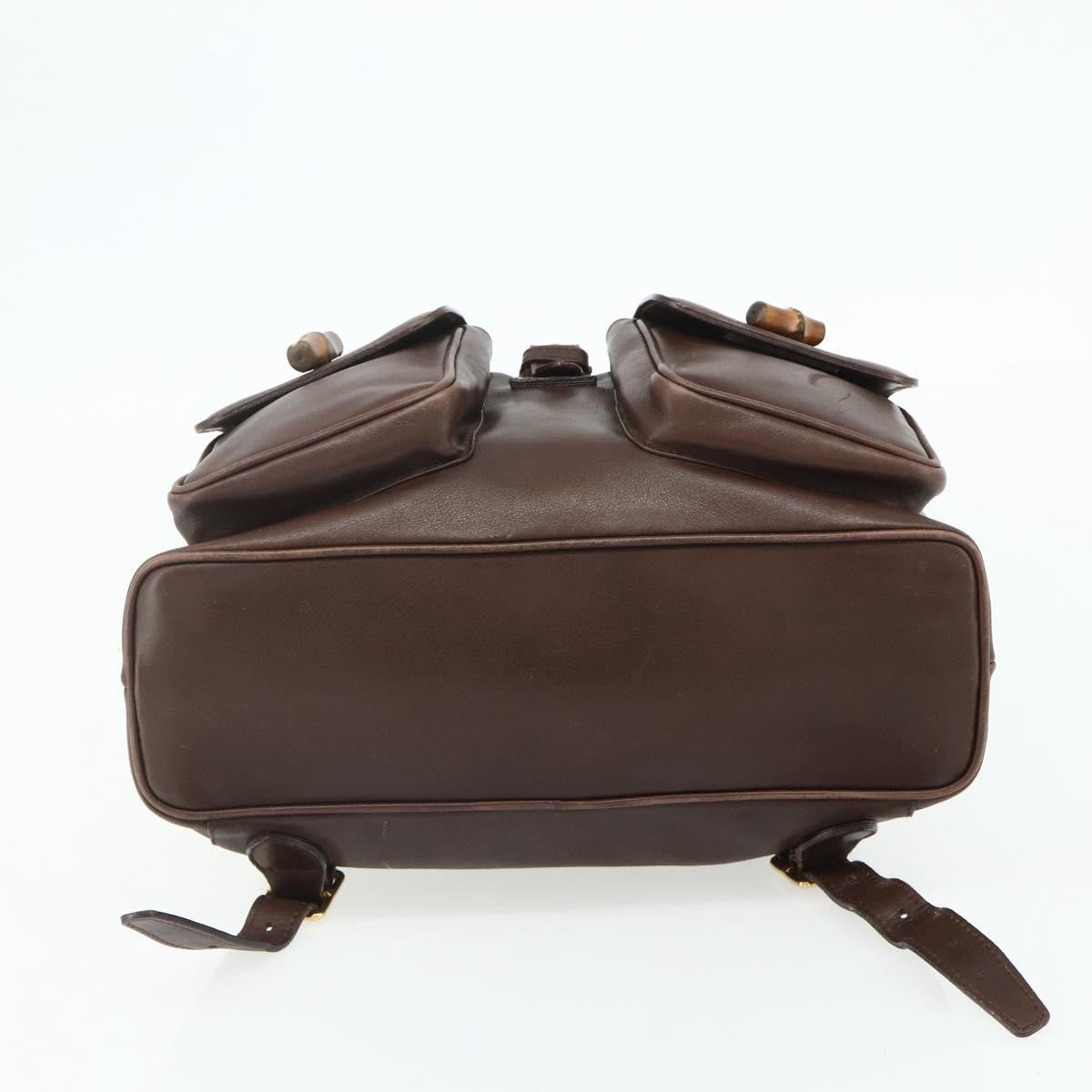 Gucci GUCCI Bamboo Backpack Leather Brown Gold 003 58 0016 Authentic 178057 Bag