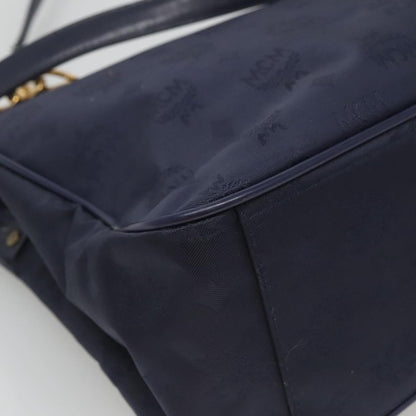 MCM MCM Logogram Vicetos Shoulder Bag Nylon Navy Gold Authentic 127085
