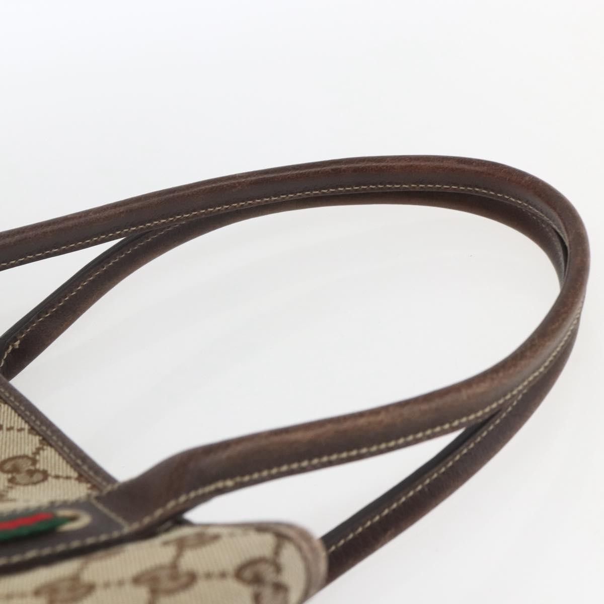 Gucci GUCCI Pretty GG Canvas Web Sherry Line Hand Bag Beige Gold 163805 Authentic 168668