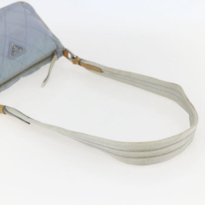Prada PRADA Shoulder Bag Nylon Enamel Light Blue Silver Authentic 160526