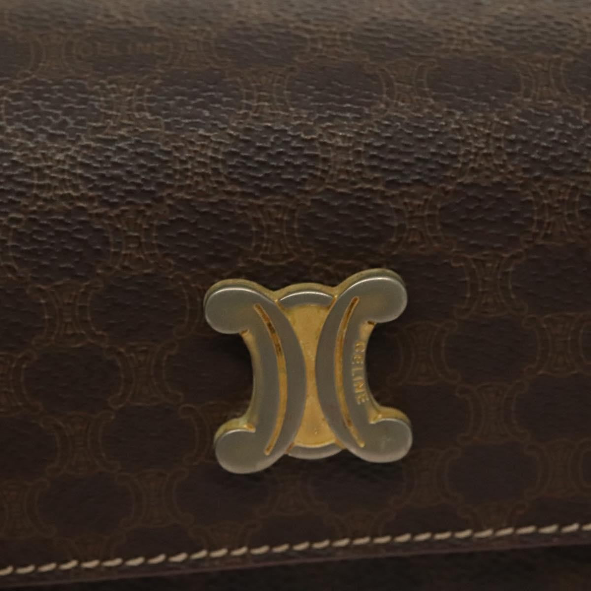 Celine CELINE Macadam Canvas Hand Bag PVC Leather Brown Gold Authentic gh739