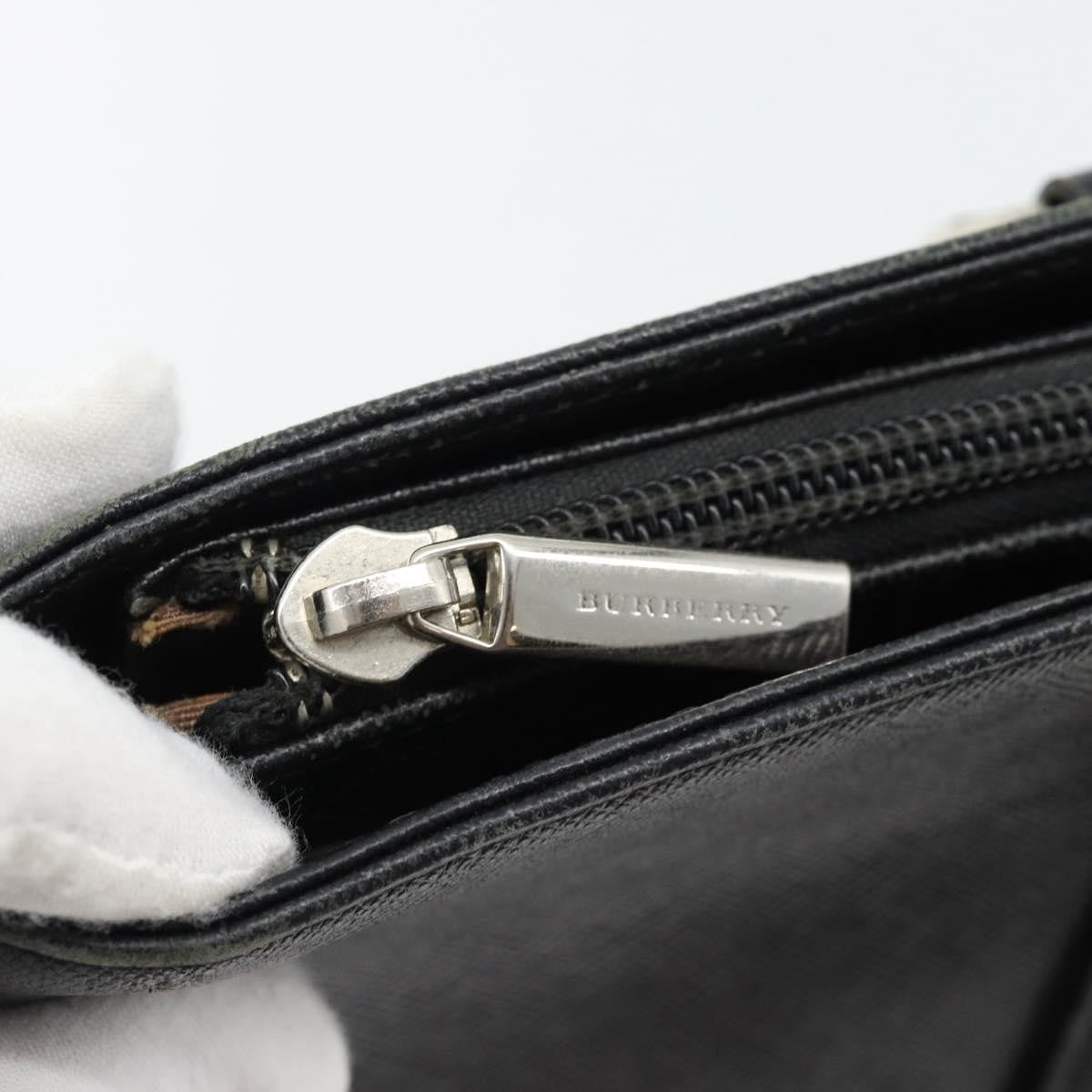 Burberry BURBERRY Tote Bag Leather Black Silver Authentic 182424