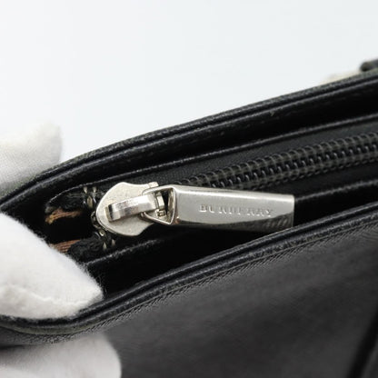 Burberry BURBERRY Tote Bag Leather Black Silver Authentic 182424